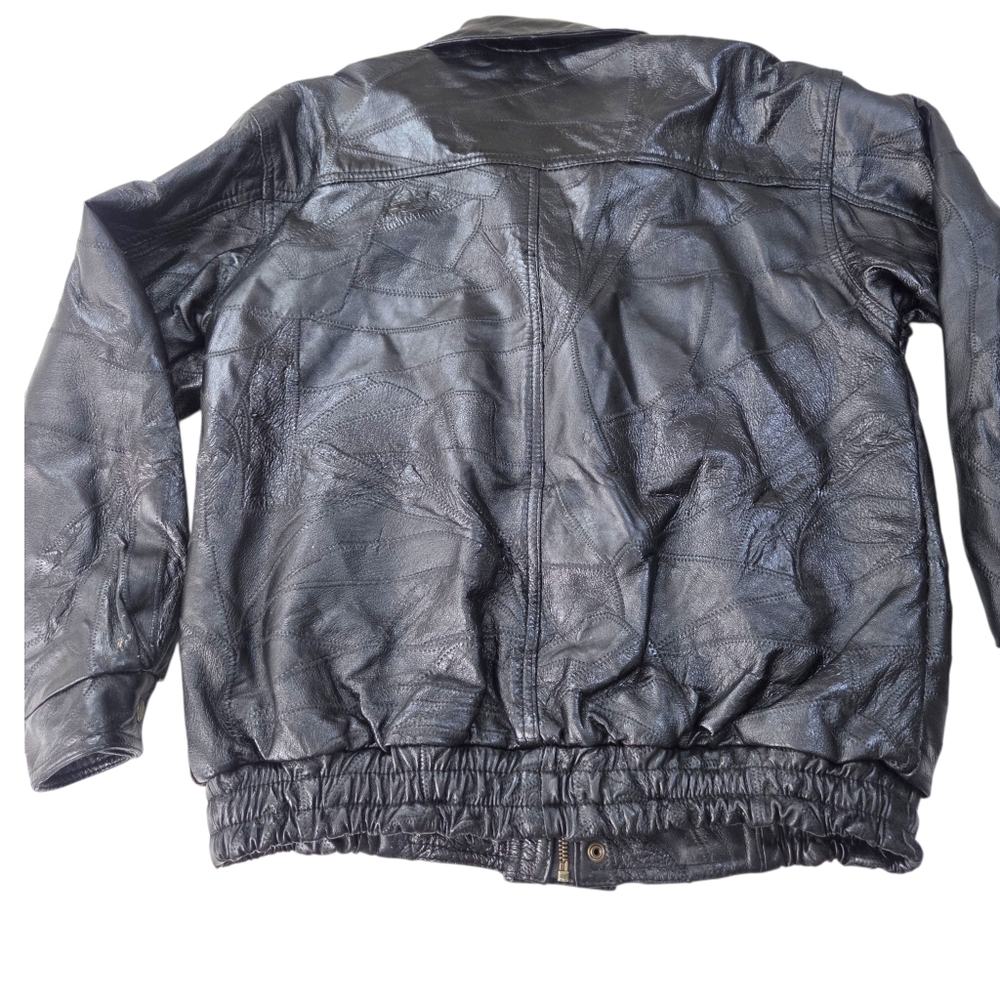 Vintage Patchwork Leather Bomber Jacker Mens Larg… - image 4